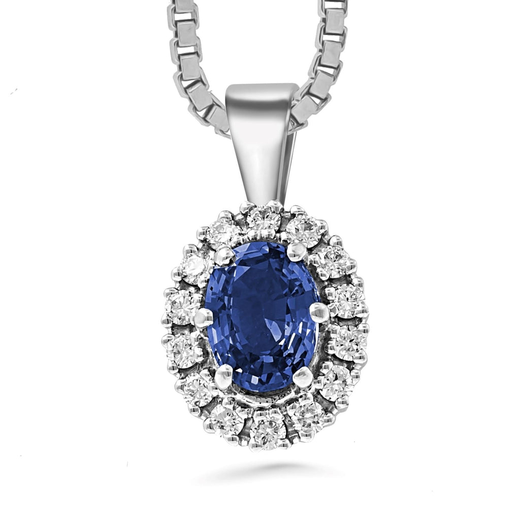Silván timanttiriipus 0,28ct Safiirilla, 14K valkokultaa, Silván timanttikorut - Silván - Laatukoru