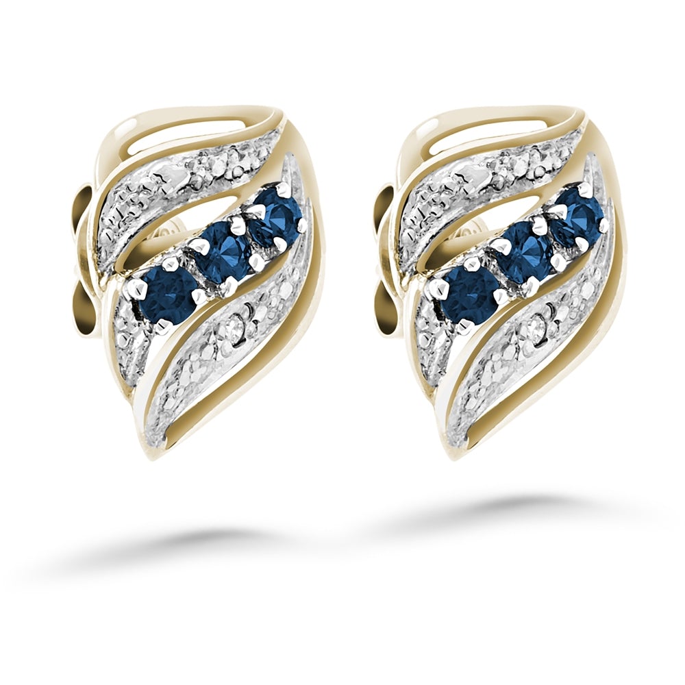Silván timanttikorvakorut 0,015ct safiireilla, 14K keltakultaa, Silván timanttikorut - Silván - Laatukoru