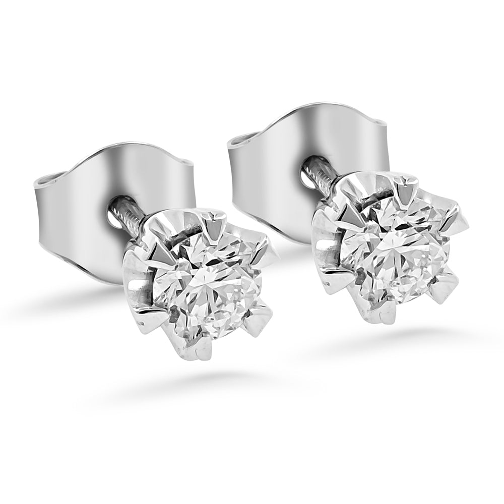 Silván timanttikorvakorut 0,60ct kruunuistutus, 14K valkokultaa, Silván timanttikorut - Silván - Laatukoru