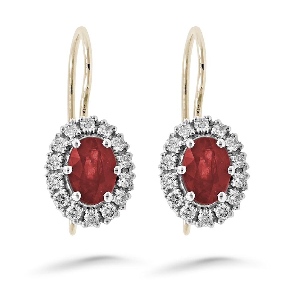 Silván timanttikorvakorut 0,56ct Rubiineilla, 14K keltakultaa, Silván timanttikorut - Silván - Laatukoru
